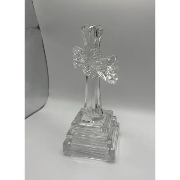 VTG Lead Crystal Lenox "Wedding Promises" Treasures Cross Figurine Germany 8" H - Picture 3 of 5
